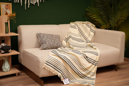 Harmony Cover - مقاس أصغر - اللون مقلم درجة ازرق جينز في كريمي