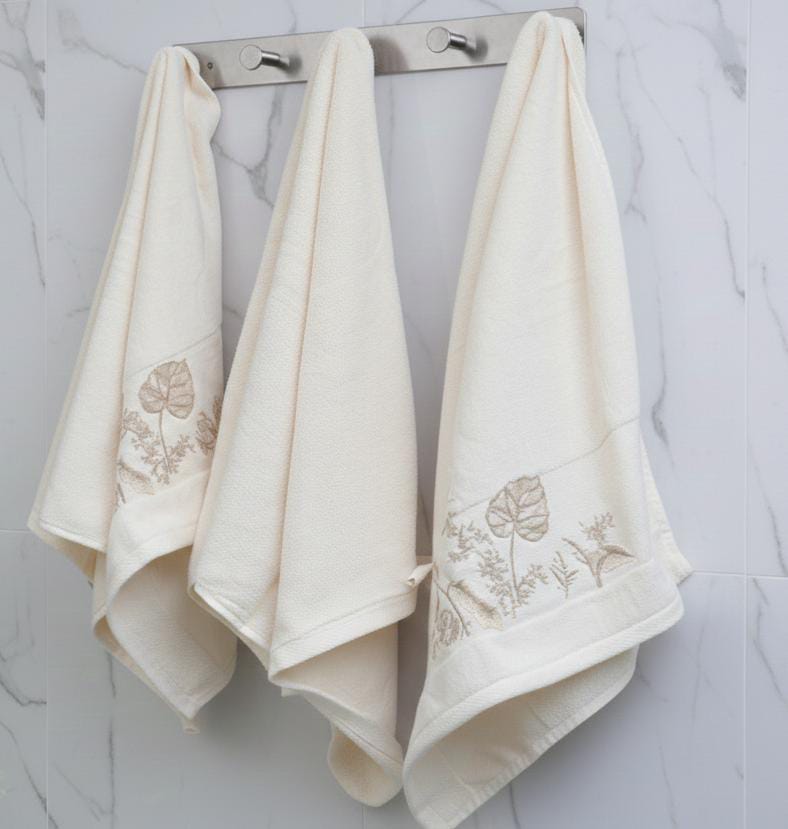 Flower beige towel (set of 3) | Big size