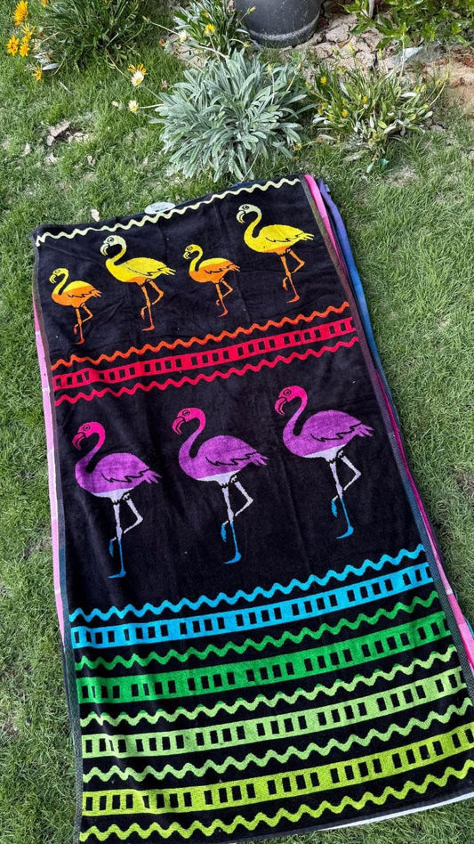 Tropical Flamingo Beach Towel