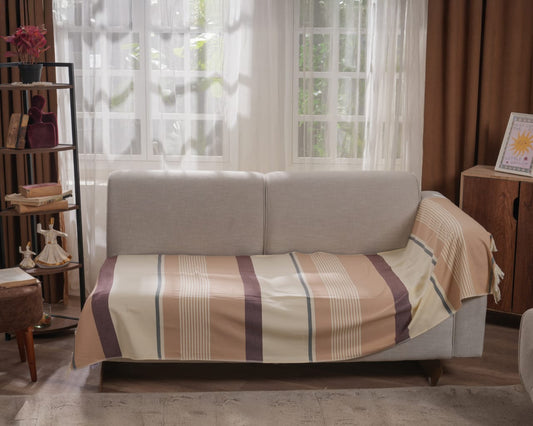 Elite Textiles- درجات البيج مع الكريمي وخطوط بني