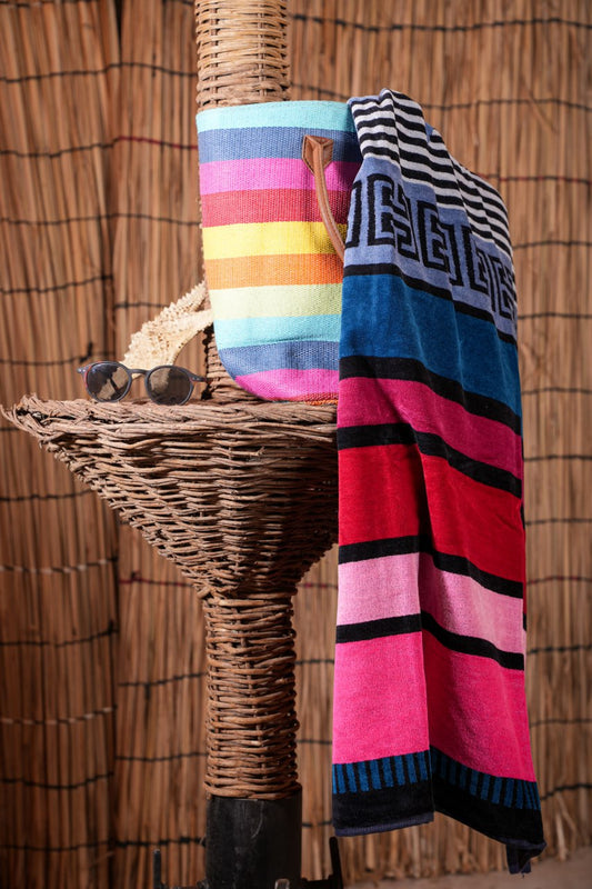 Striped blue turtle beach Towel