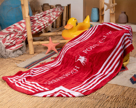 Polo striped red beach Towel