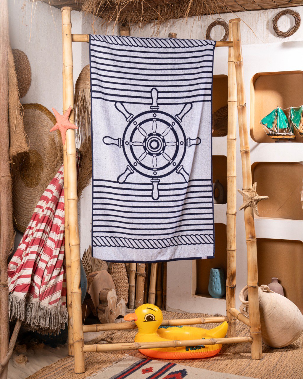 Striped navy beach Towel