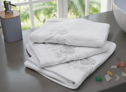 Flower white towel (set of 3) | Big size