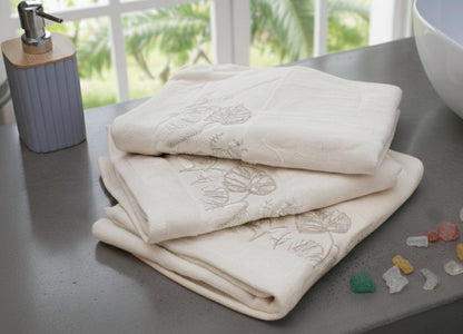 Flower white towel (set of 3) | Big size