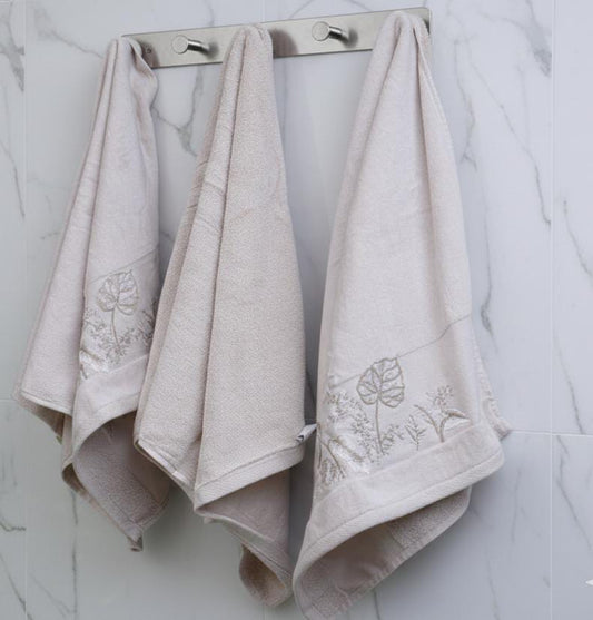 Flower Grey towel (set of 3) | Big size