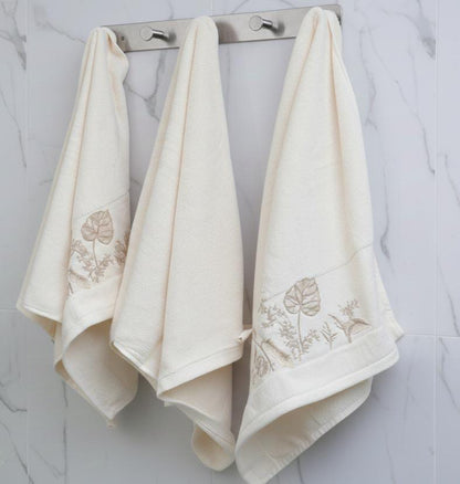 Flower beige towel (set of 3) | Big size