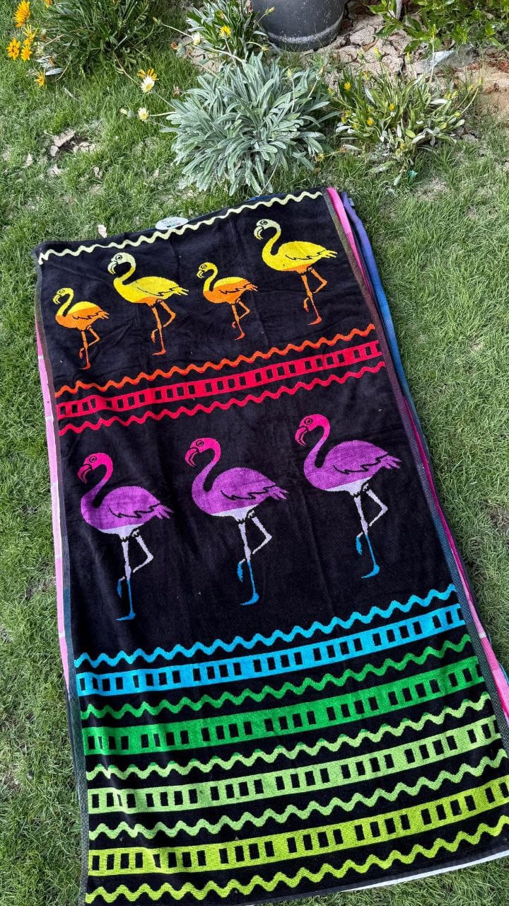 Tropical Flamingo Beach Towel
