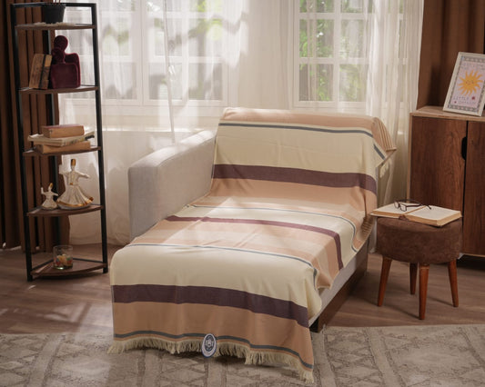 Elite Textiles- درجات البيج مع الكريمي وخطوط بني