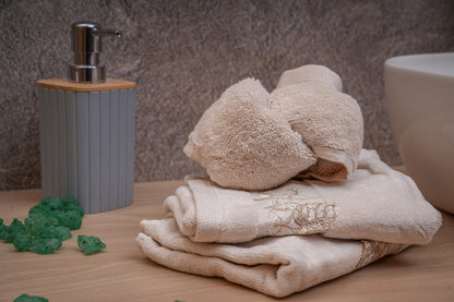 Flower beige towel (set of 3) | Small size