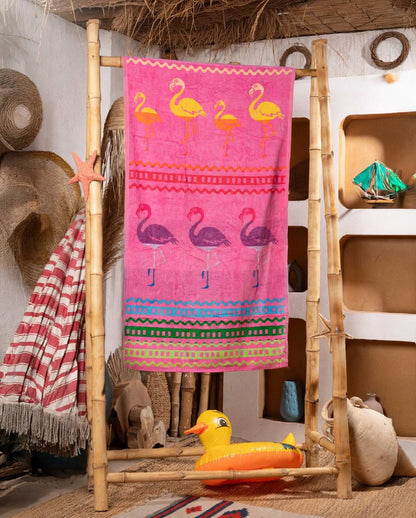 Colorful Flamingo Beach Towel