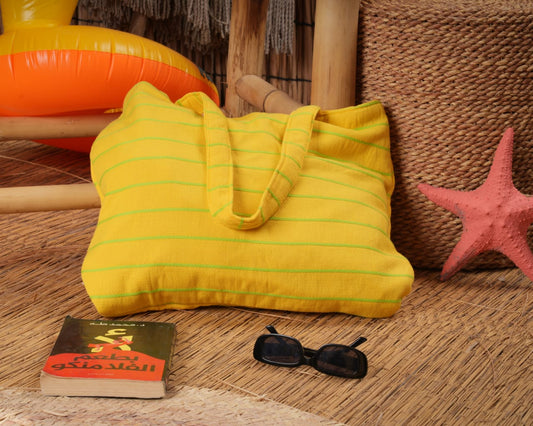 Tote Towel - شنطة بحر + بشكير بحر - لون اصفر