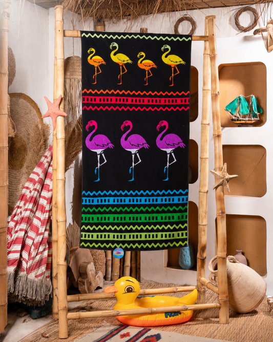 Tropical Flamingo Beach Towel