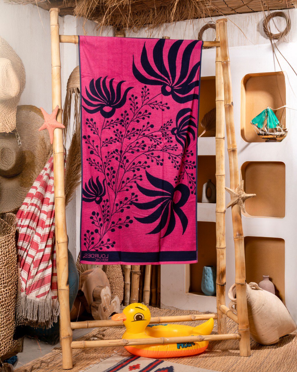 Coral beach towel