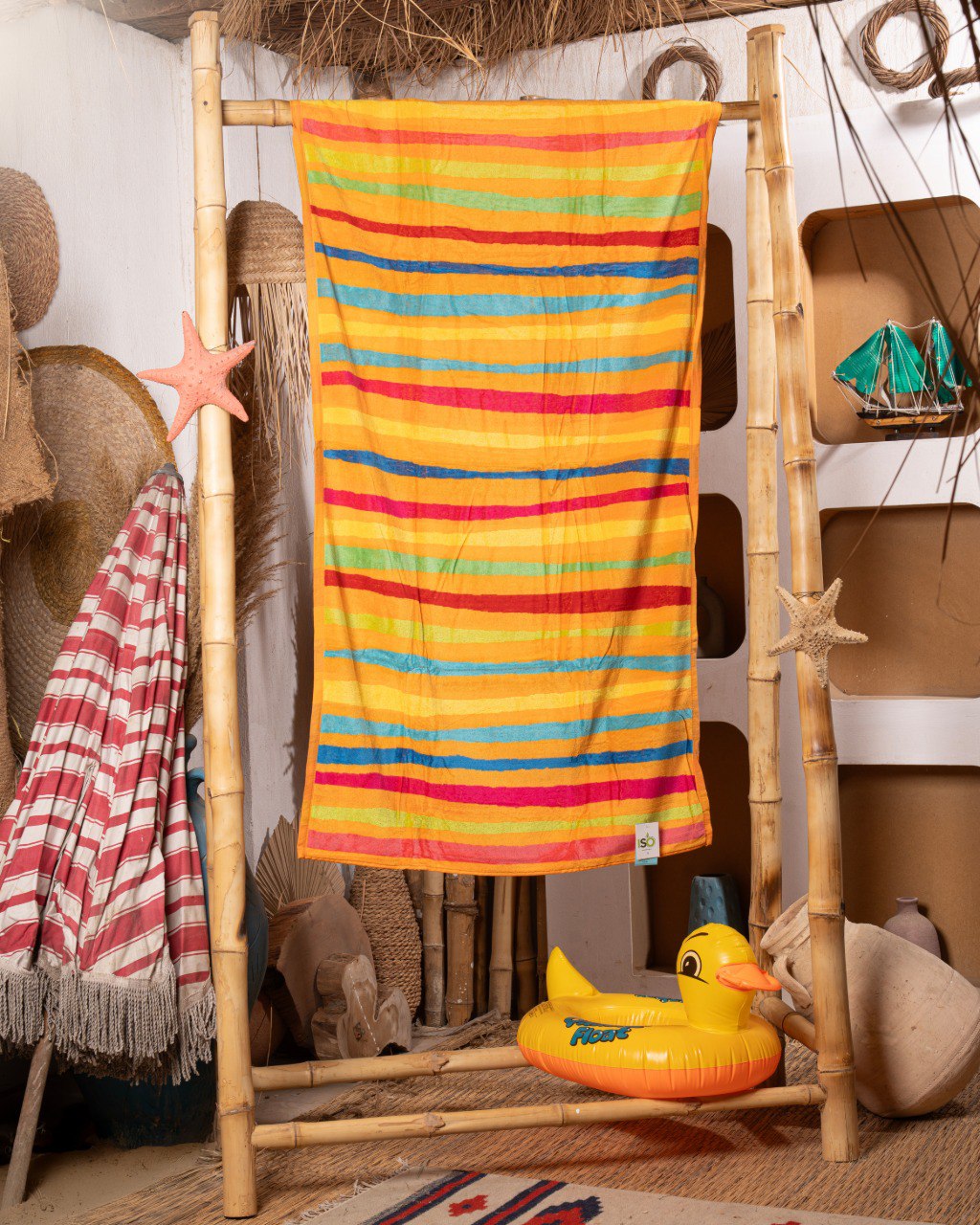 Yellow and orange beach towel