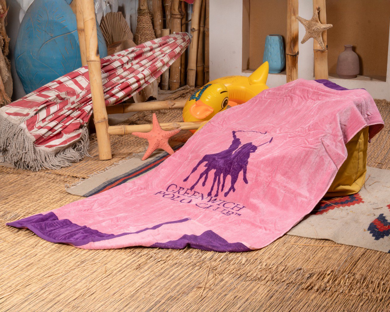 Polo  purple and  pink  beach towel