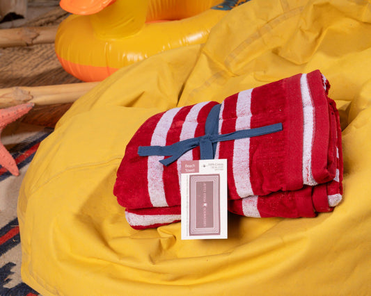 Polo striped red beach Towel