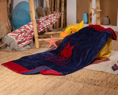 Polo dark blue and red beach Towel