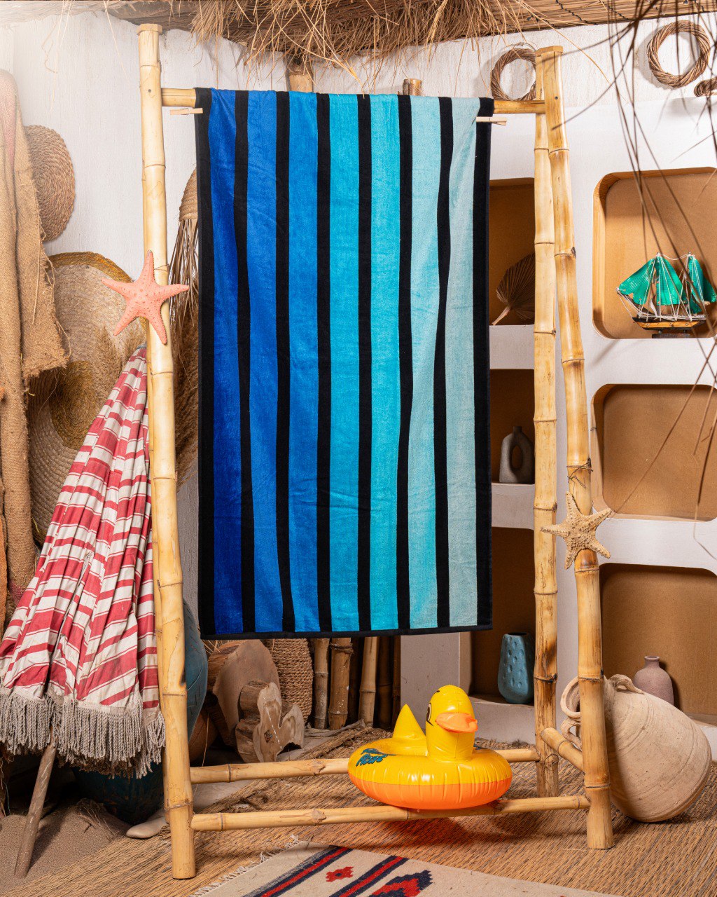 Blue lines beach towel