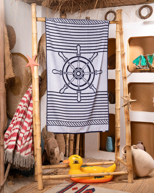 Striped navy beach Towel