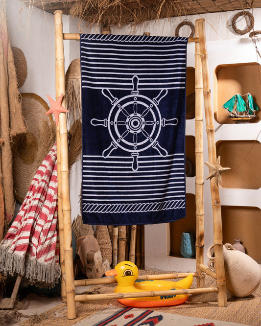 Striped navy beach Towel