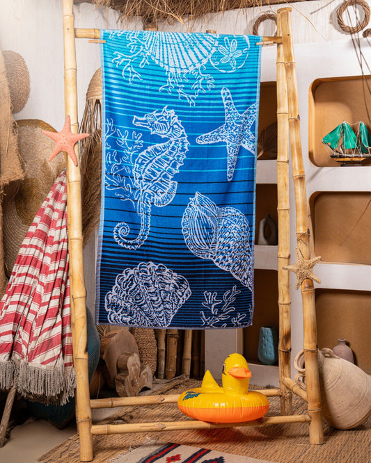 Blue seahorse beachTowel