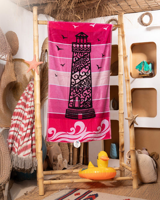 Pink tower beach Towel