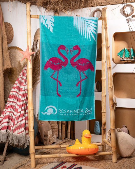 Pink flamingo beach Towel