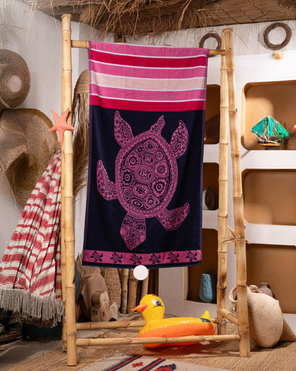 Pink striped turtle beach Towel